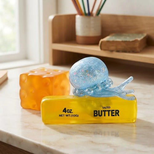 Pack Escritorio Zen con medusa azul: squishies suaves antiestrés
