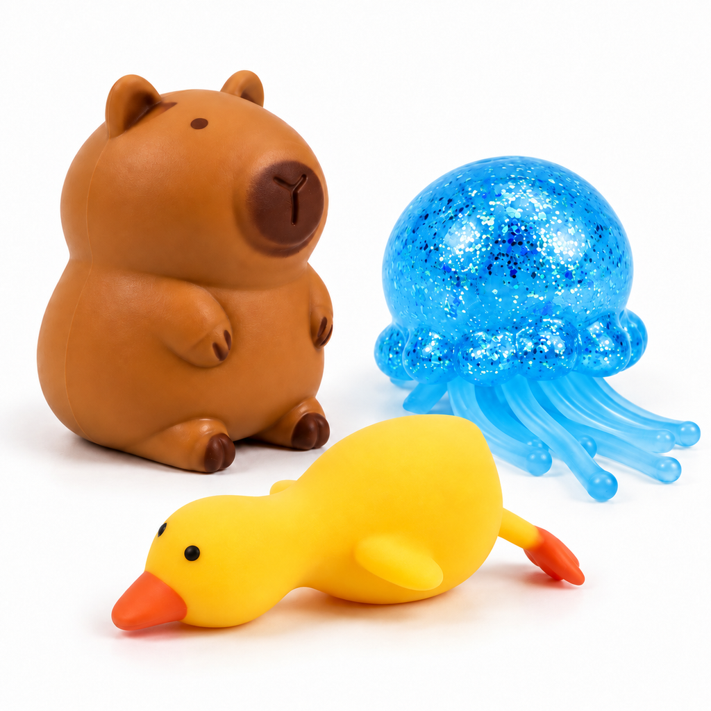 Animal Lover Azul · capibara, patito y medusa glitter azul