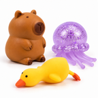 Animal Lover Morado · capibara, patito y medusa glitter morada