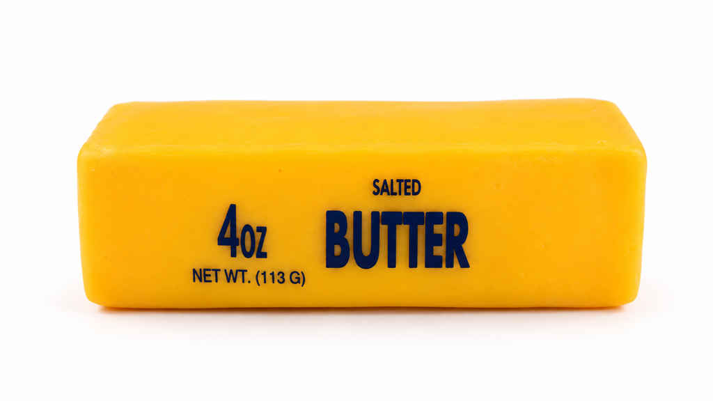 Mantequilla dough intacta, con texto SALTED BUTTER original
