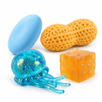 Portada ecommerce Squishy Box Crunchy & Gel con jabón azul, peanut, medusa glitter azul y queso cubo