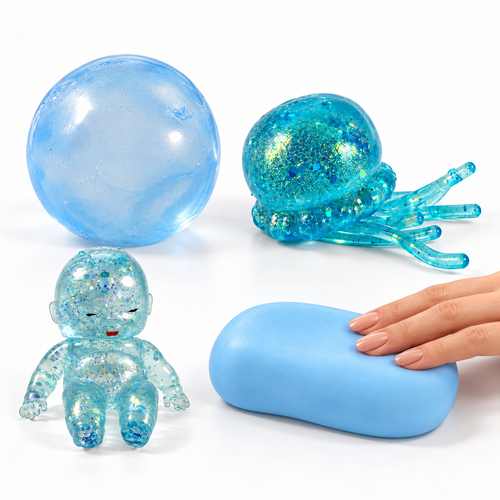Squishy Box Blue · foto contextual del pack