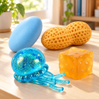Squishy Box Crunchy & Gel en contexto con los cuatro productos intactos