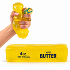 Squishy Mantequilla Vaselina amarillo de 14 cm estirándose al apretarlo con la mano