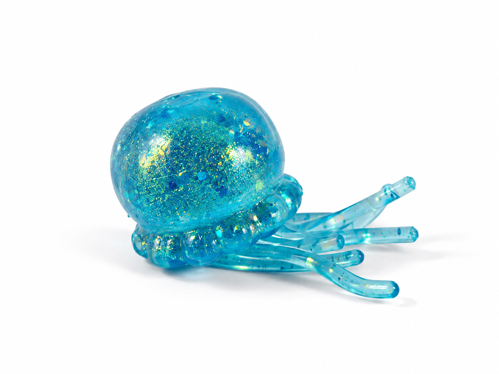 Squishy Medusa Glitter azul, foto original de producto
