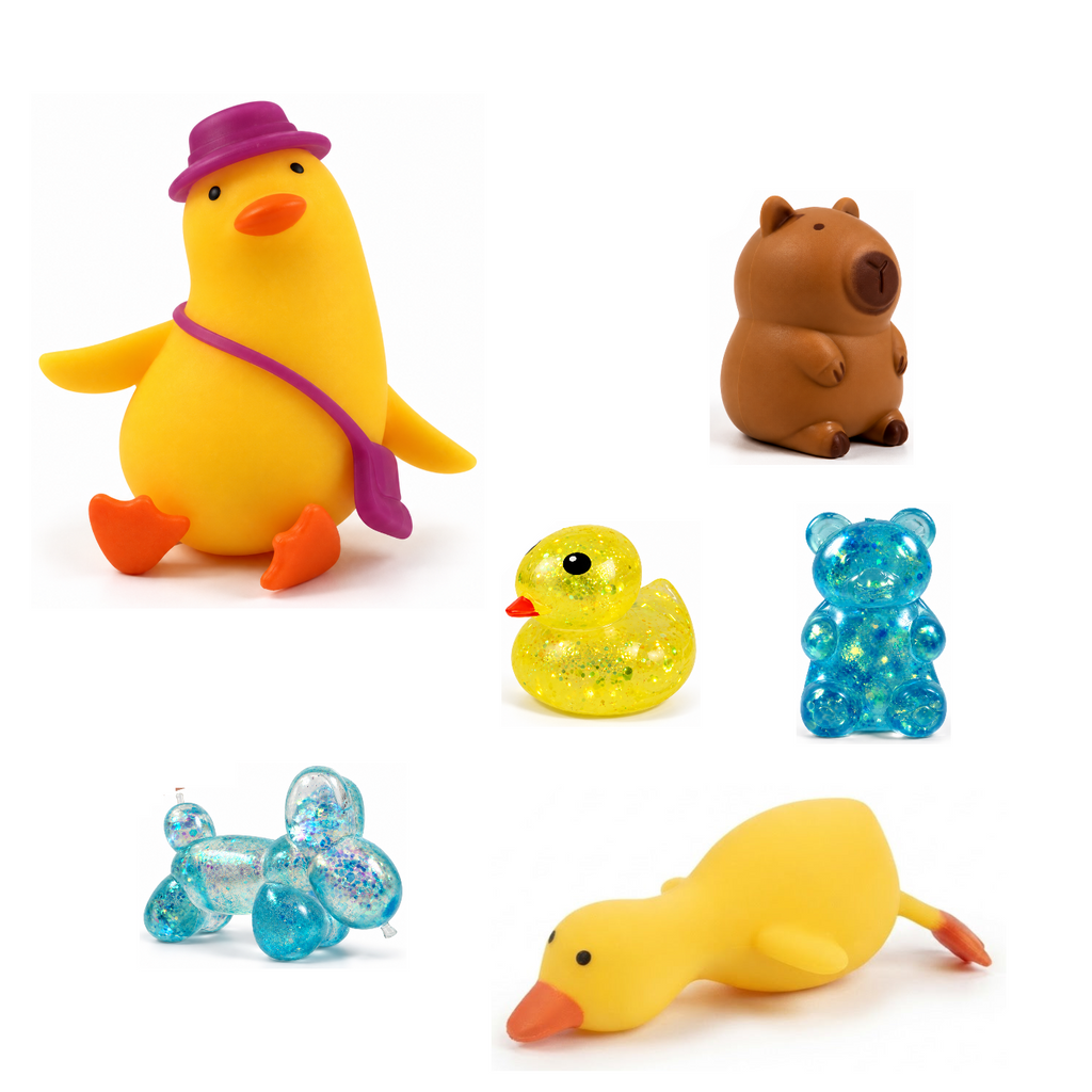 Squishy Box Animal Lover Grande Amarillo / Azul / Azul — productos originales sobre fondo blanco