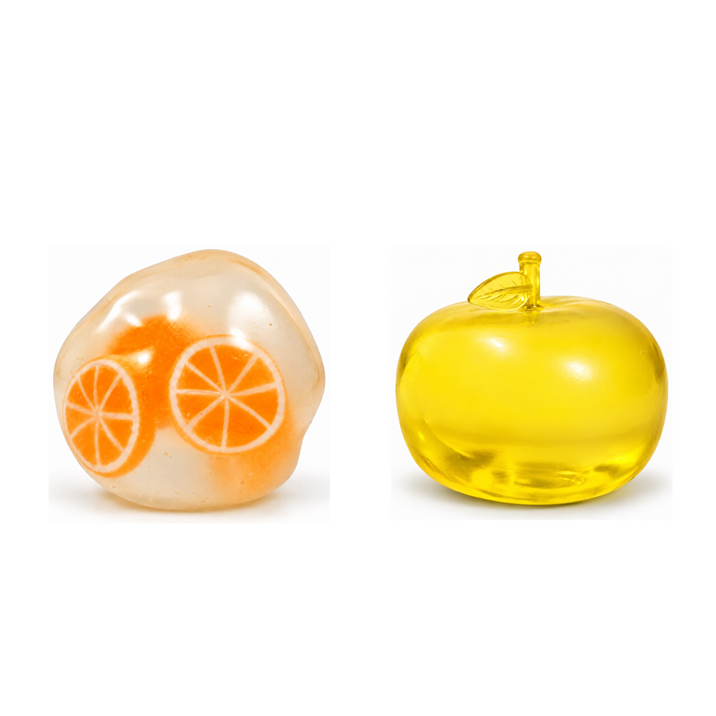 Squishy Box Dúo Frutas Naranja / Amarillo — productos originales sobre fondo blanco