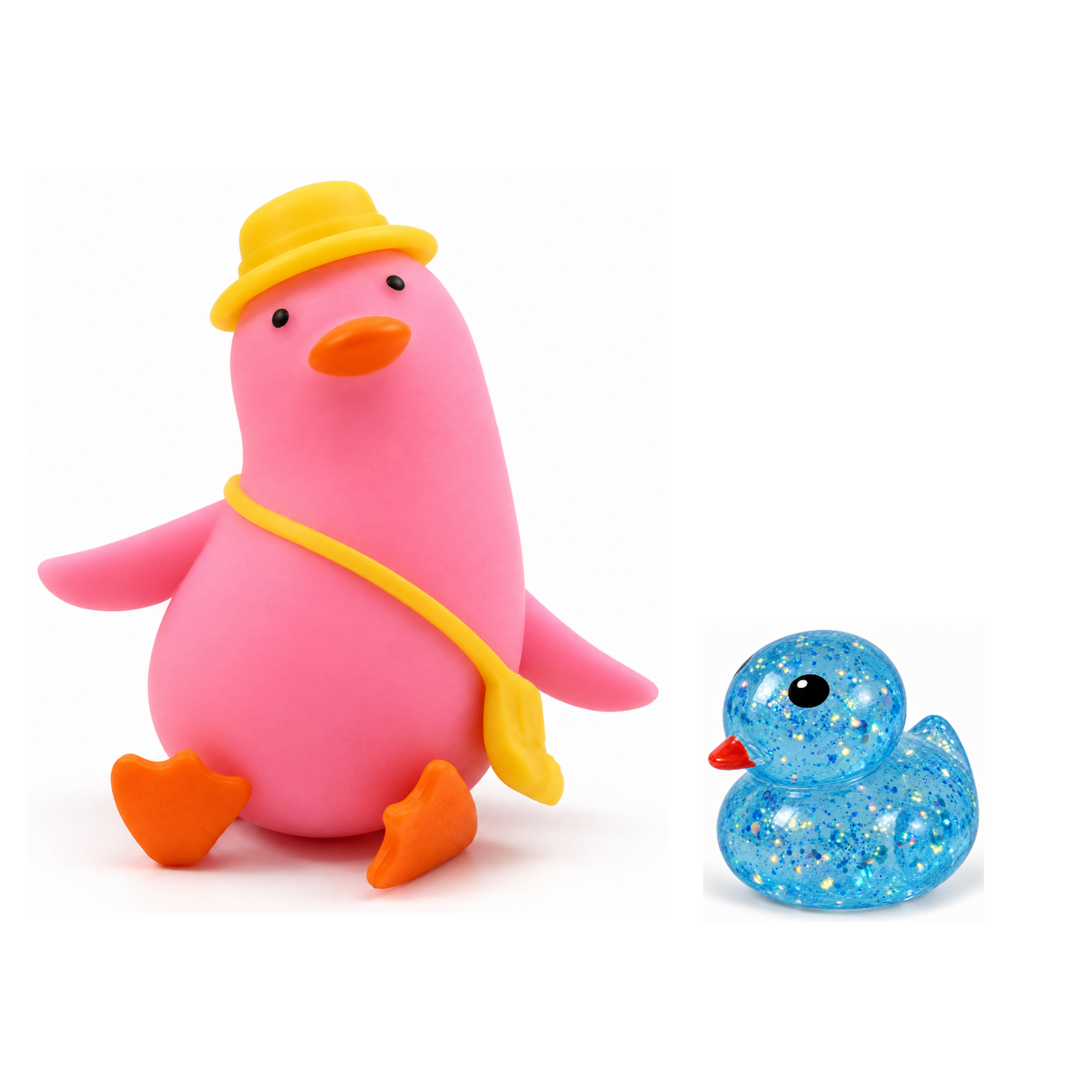 Squishy Box Dúo Patitos Rosado / Azul — productos originales sobre fondo blanco