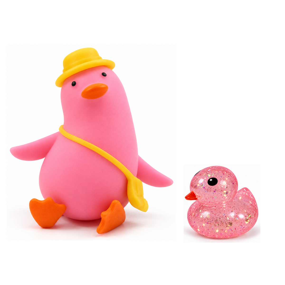 Squishy Box Dúo Patitos Rosado / Rosado — productos originales sobre fondo blanco